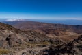 View from Teide ÃâÃÂ¾ Las Canadas Caldera volcano with solidified lava and Montana Blanca mount. Teide national Park, Tenerife, Royalty Free Stock Photo